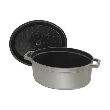 Staub La Cocotte oval cast iron pot 0.6 L - Graphite gray - STAUB