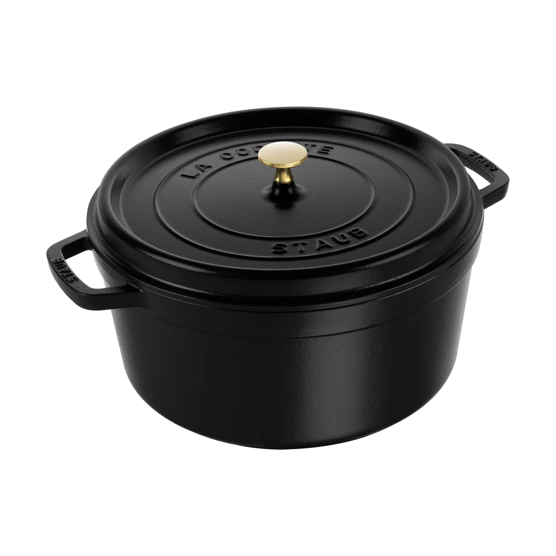 Staub La Cocotte round casserole cast iron 12.6 L, Black STAUB