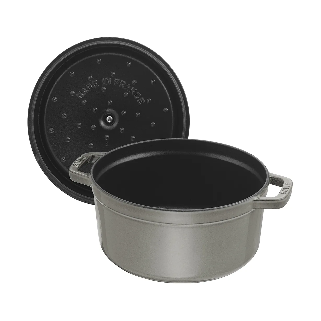 Staub La Cocotte round casserole cast iron 12.6 L, Graphite gray STAUB