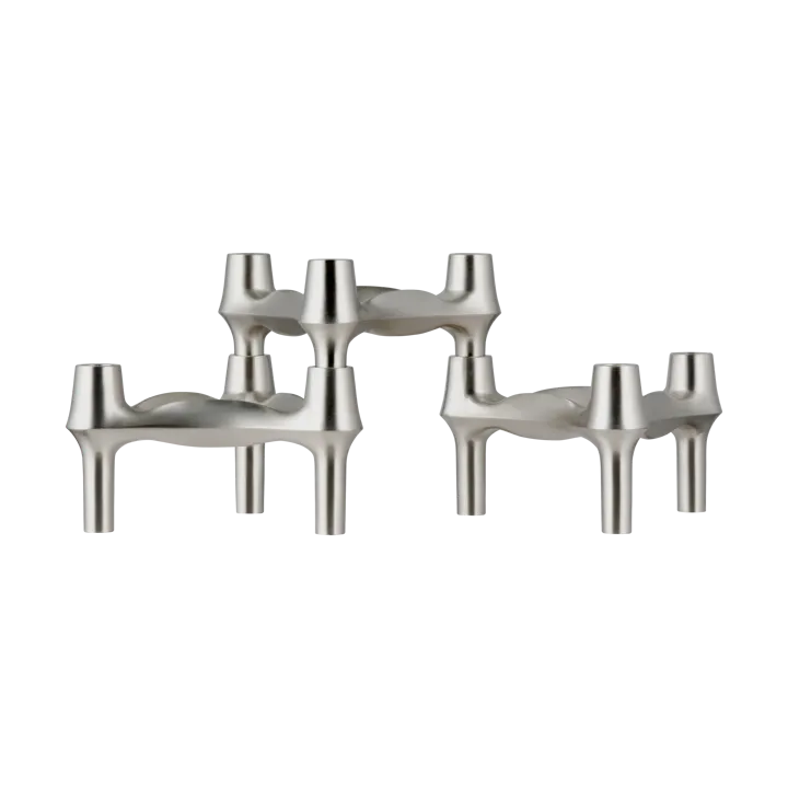 STOFF Nagel BMF candle holder 3-pack - Brushed chrome - STOFF Nagel