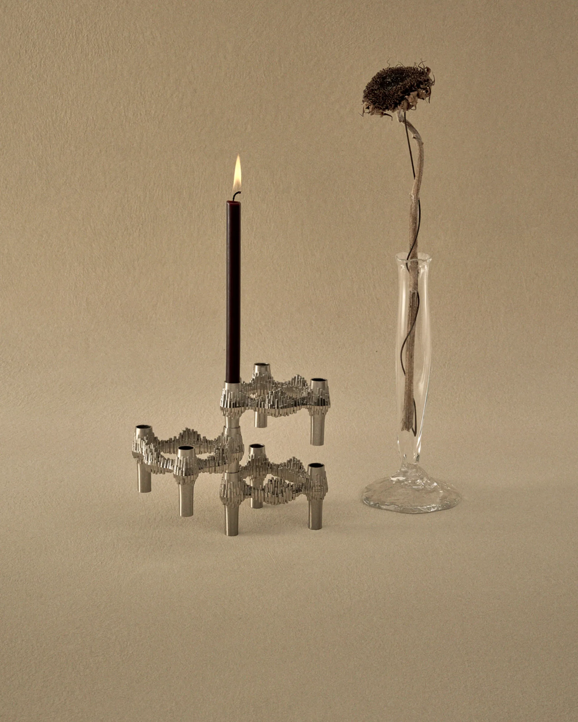 STOFF Nagel Quist candlestick 3-pack, Brushed chrome STOFF Nagel