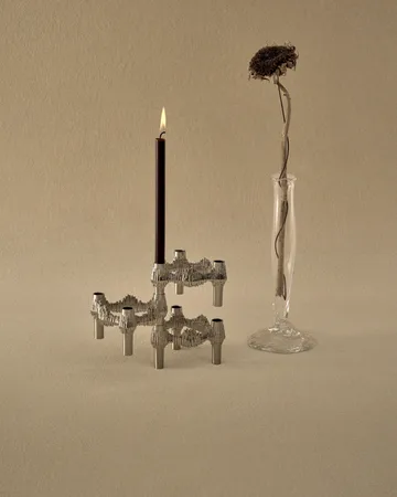 STOFF Nagel Quist candlestick 3-pack - Brushed chrome - STOFF Nagel