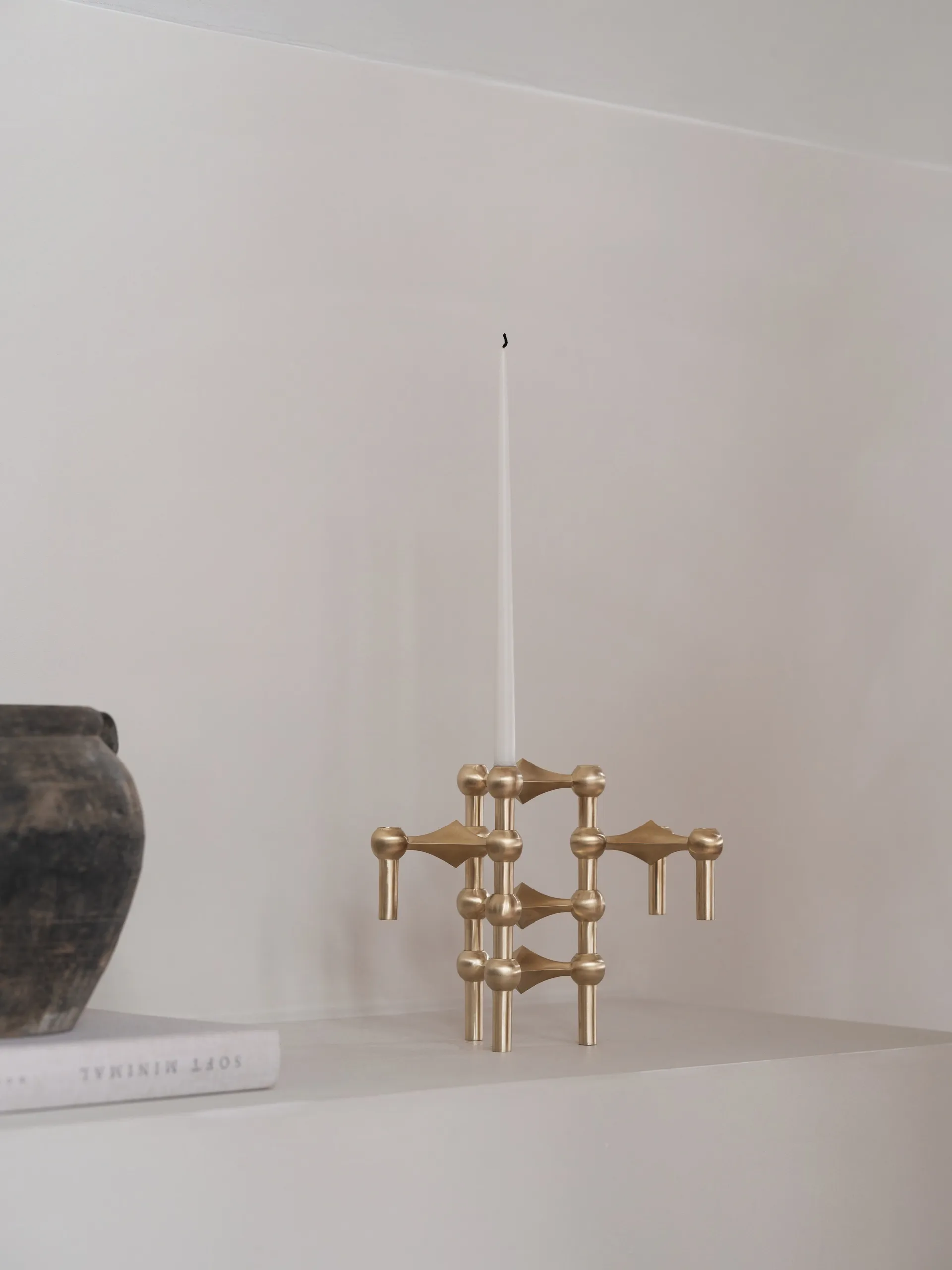 STOFF Nagel tapered candle by ester & erik 6-pack, White STOFF Nagel