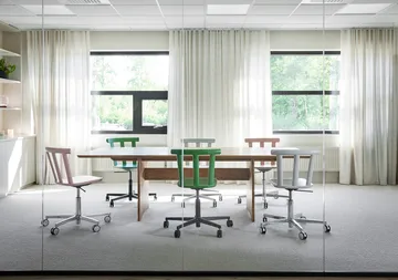 Alt chair swivel base upholstered seat birch - Hallingdal 65-103 grey/beige-white 21 - Stolab