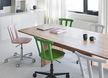Alt chair swivel base upholstered seat birch - Hallingdal 65-960 green-moss green 16 - Stolab