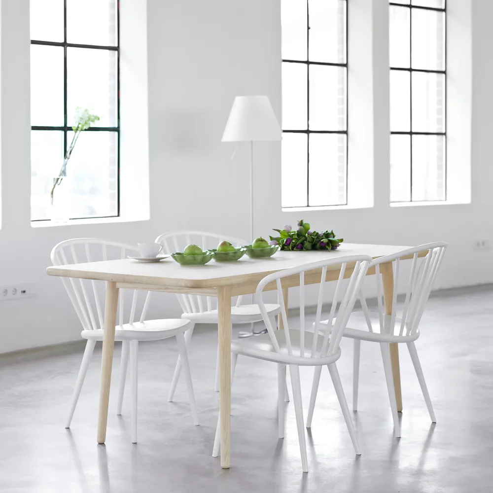 Miss Holly dining table. 235x82 cm, Birch light matt lacquer. 1 insert Stolab