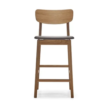 Prima Vista bar stool - Leather Elmosoft dark brown. natural oil oak stand - Stolab