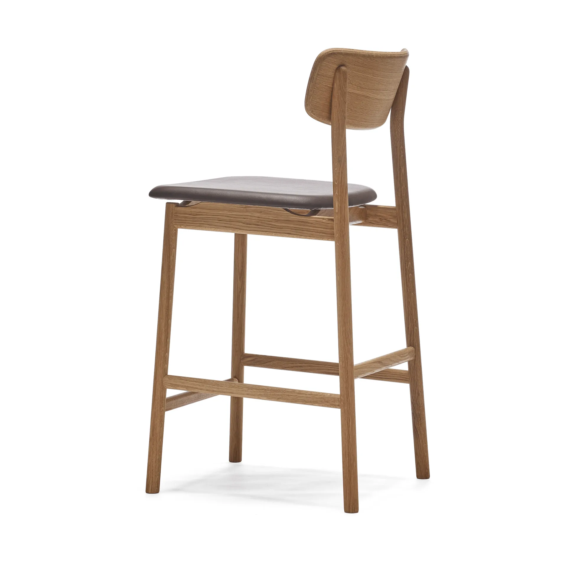 Prima Vista bar stool, Leather Elmosoft dark brown. natural oil oak stand Stolab