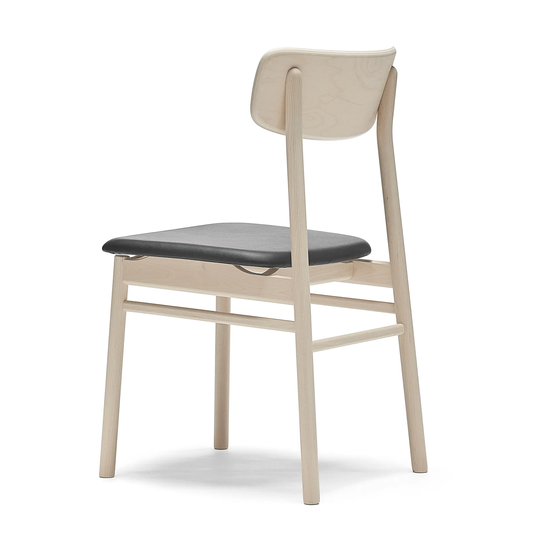 Prima Vista chair birch light matte finish, Leather Elmosoft VII 99001 black Stolab
