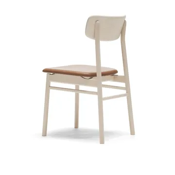 Prima Vista chair white-oiled birch - Leather Elmosoft 43807 cognac - Stolab