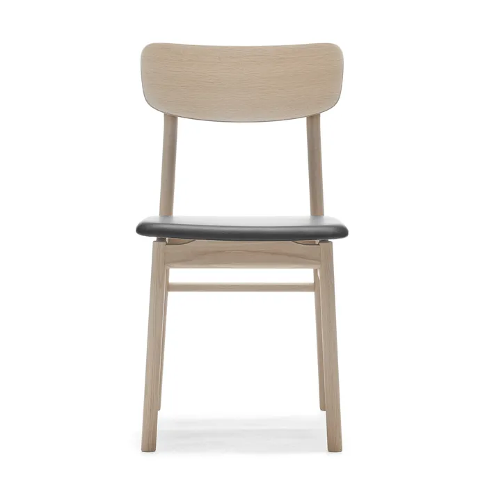 Prima Vista chair white-oiled oak - Leather Elmosoft 99001 black - Stolab