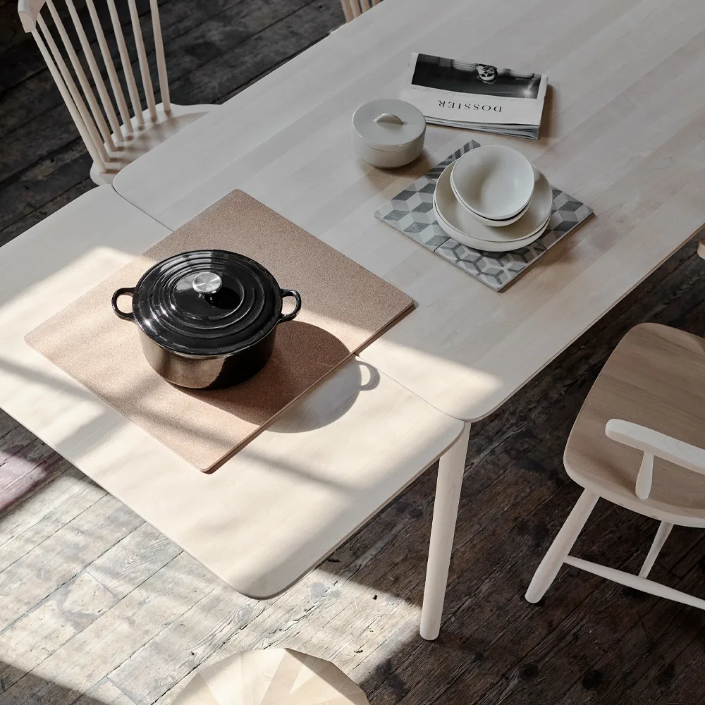 Prima Vista dining table, Birch light matt lacquer-180cm-1 insert Stolab