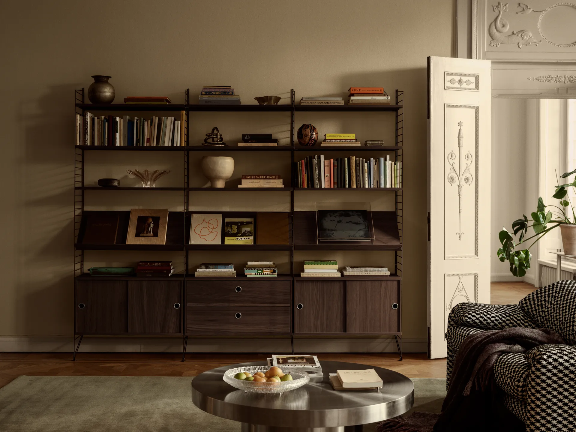 String shelf, Dark oak, 58x30 cm, 3-pack String