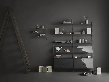 String wall panels - Dark grey, 75x20 cm, 2-pack - String