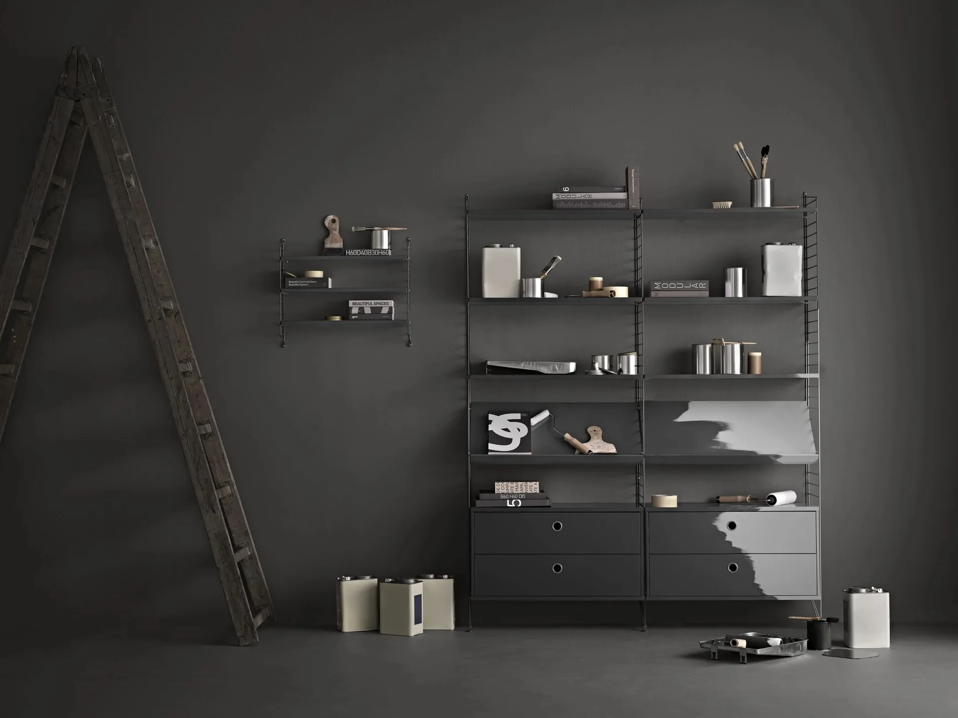 String wall panels, Dark grey, 75x30 cm, 1-pack String