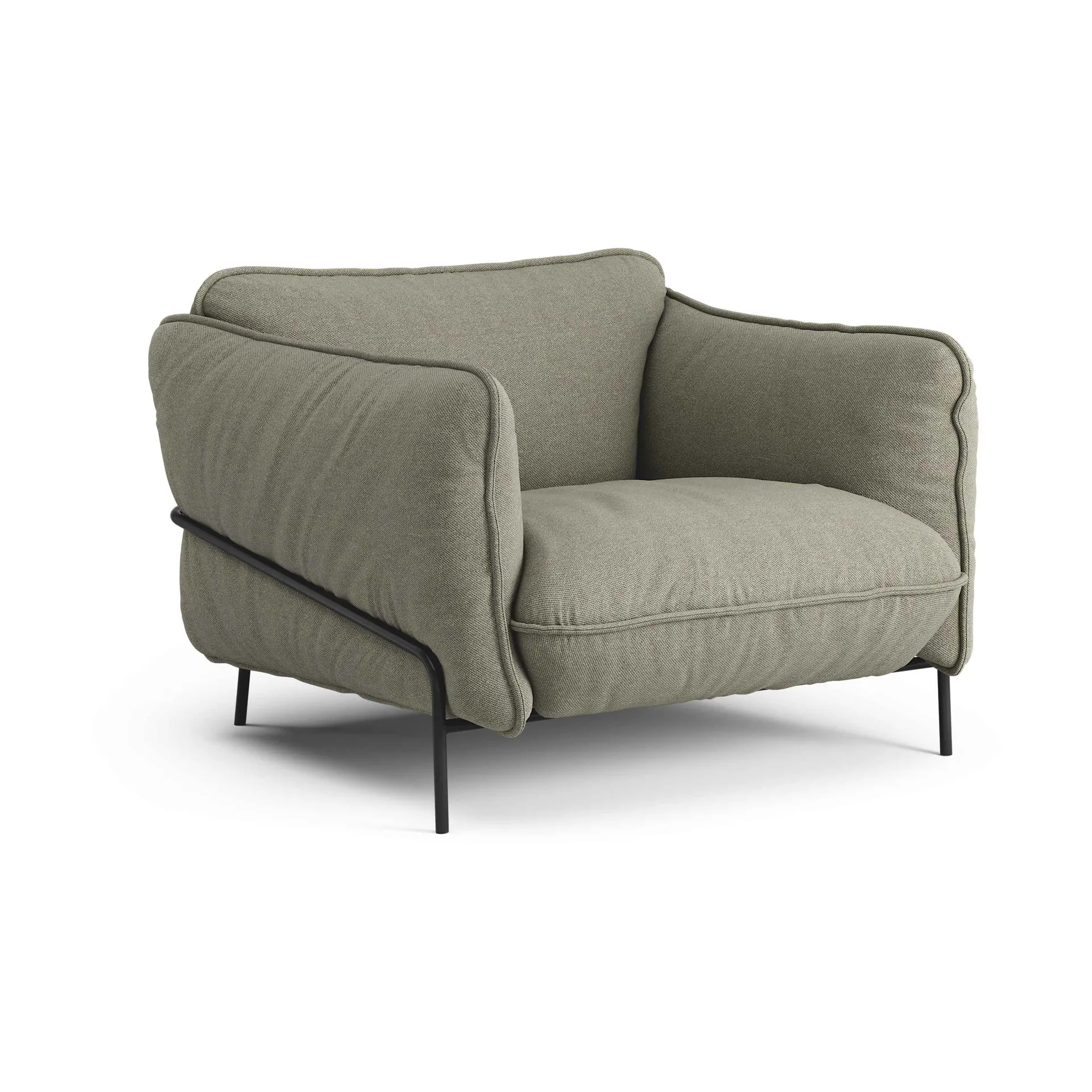 Continental armchair, Sealife Green/black-black lacquered steel Swedese