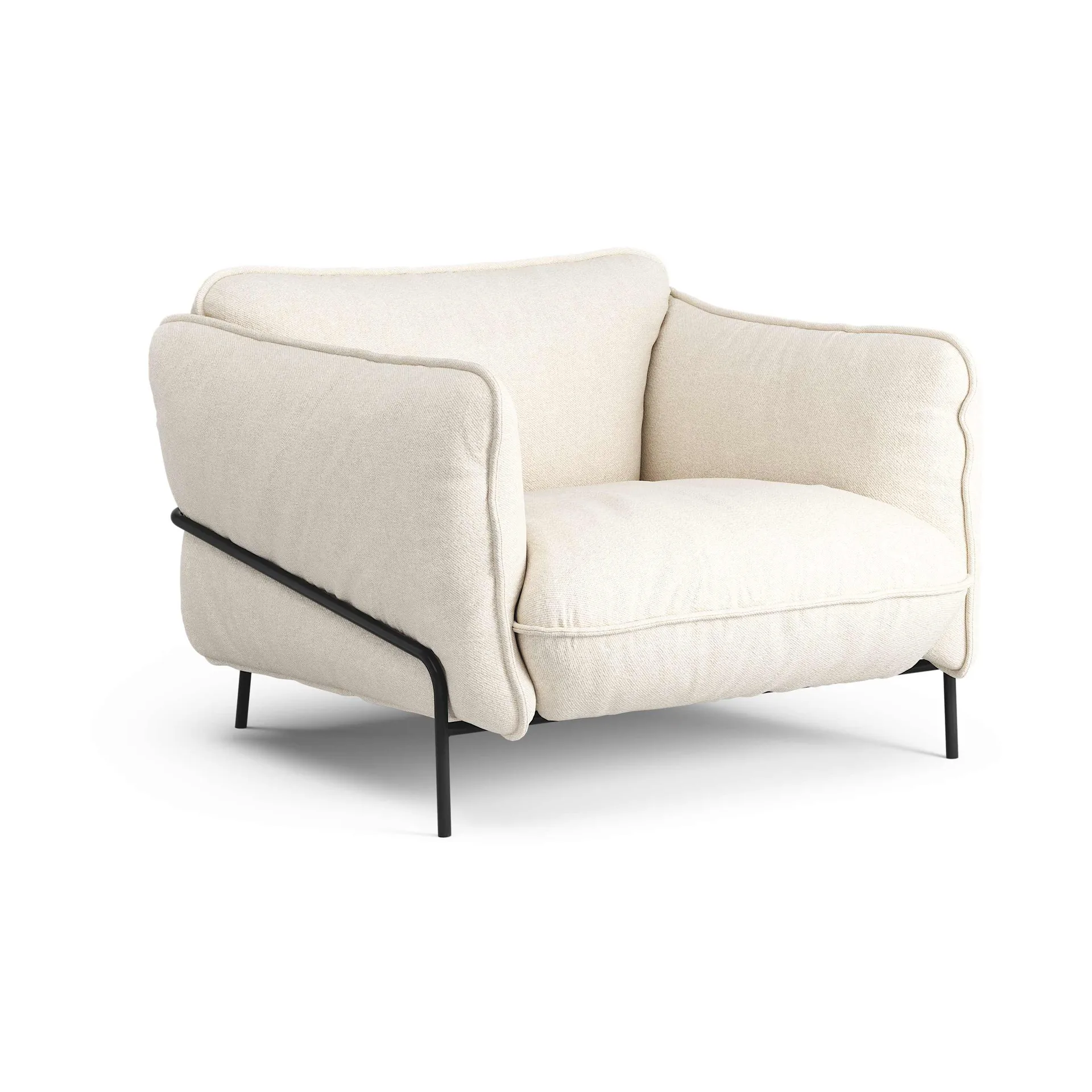 Continental armchair, Sealife Ivory/sand-black lacquered steel Swedese