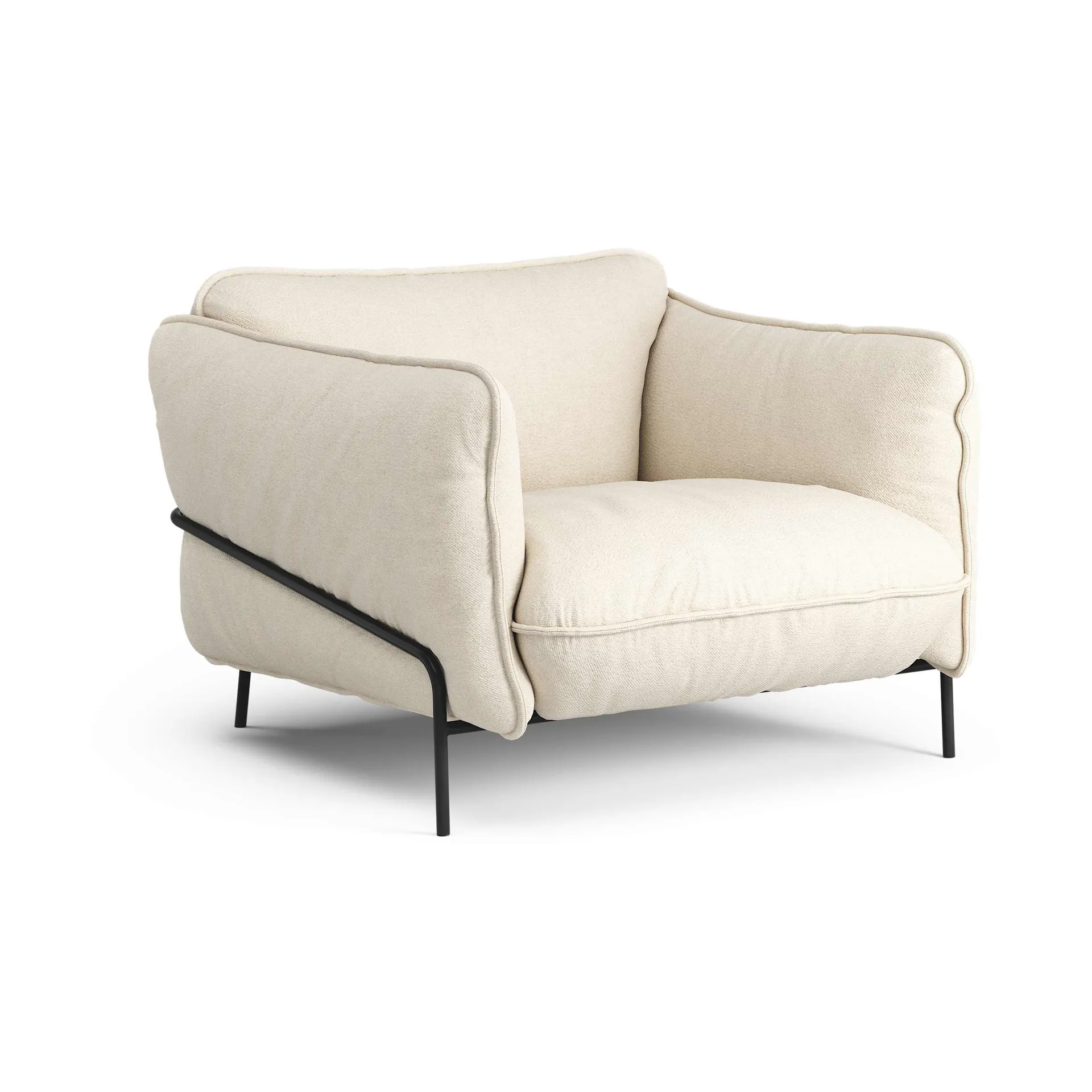 Continental armchair, Sealife Light beige/white-black lacquered steel Swedese