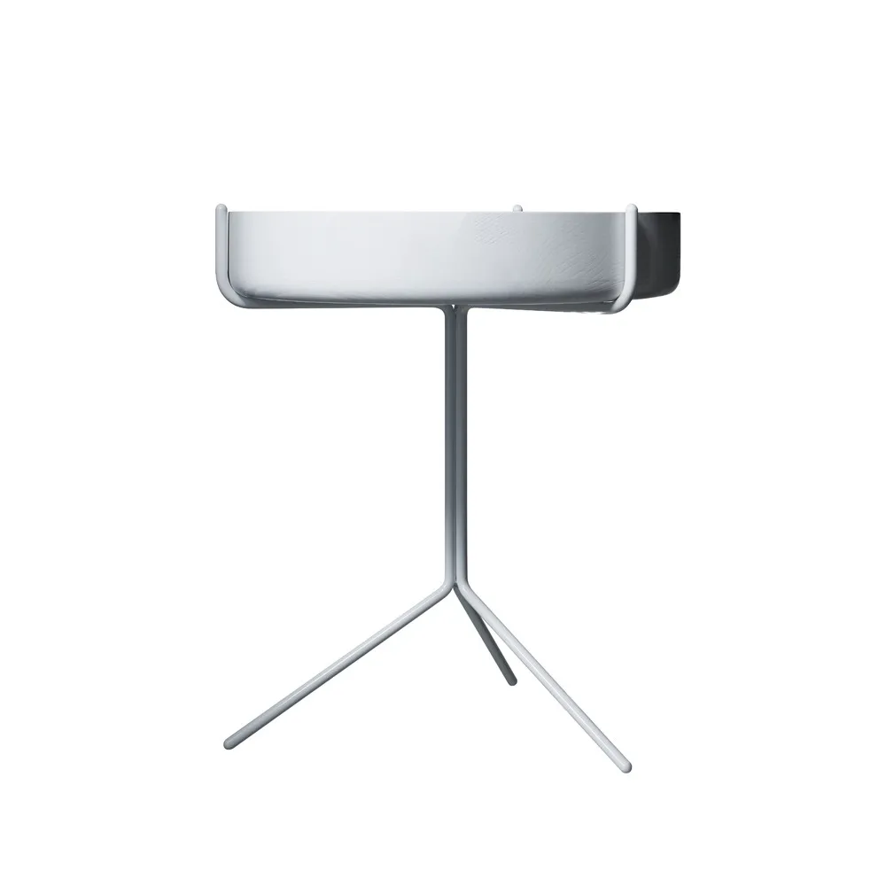 Drum table, White glazed-h.46cm-white stand Swedese
