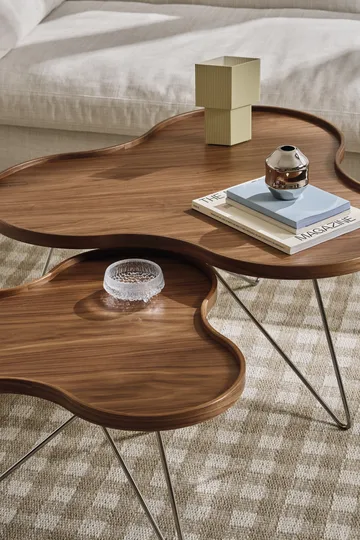 Flower mono table Special Edition 62x66 cm - H39 cm-lacquered walnut-chromed steel - Swedese