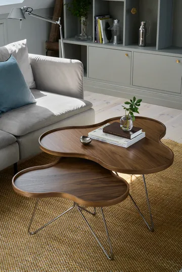 Flower mono table Special Edition 62x66 cm - H39 cm-lacquered walnut-chromed steel - Swedese