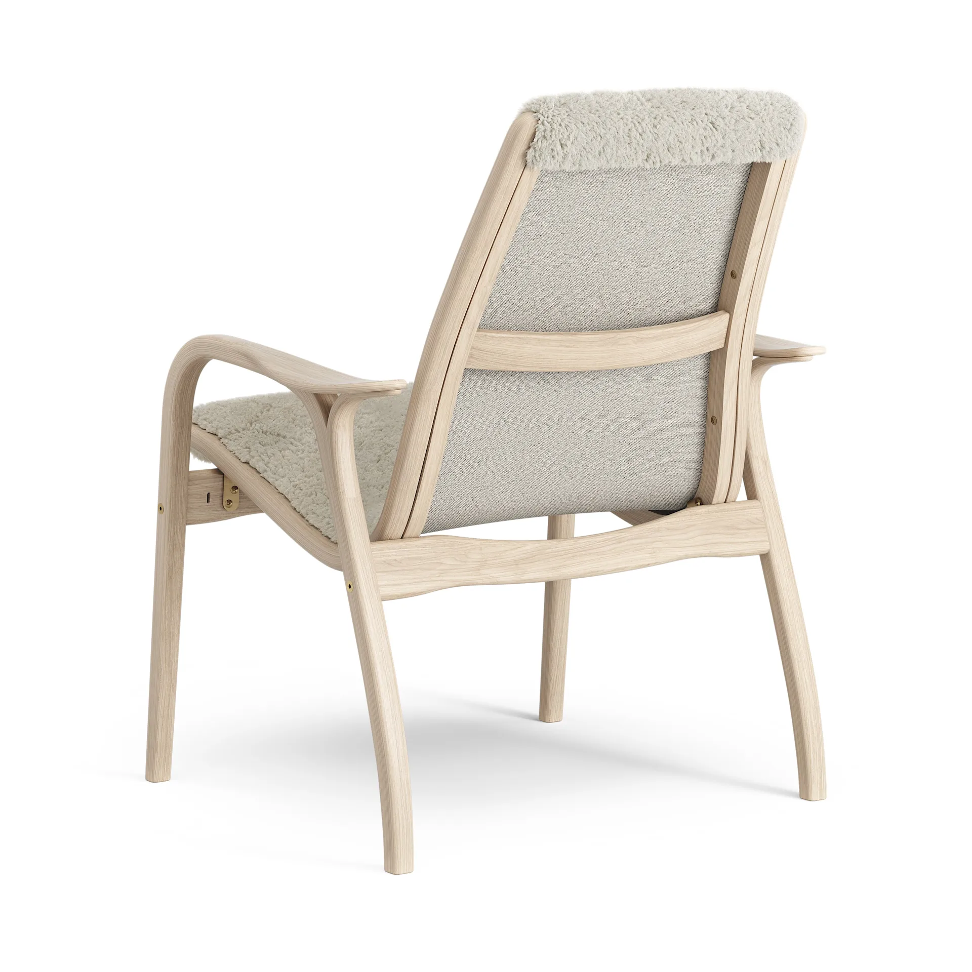 Laminett arm chair white pigmented oak/sheep skin, Moonlight (beige) Swedese