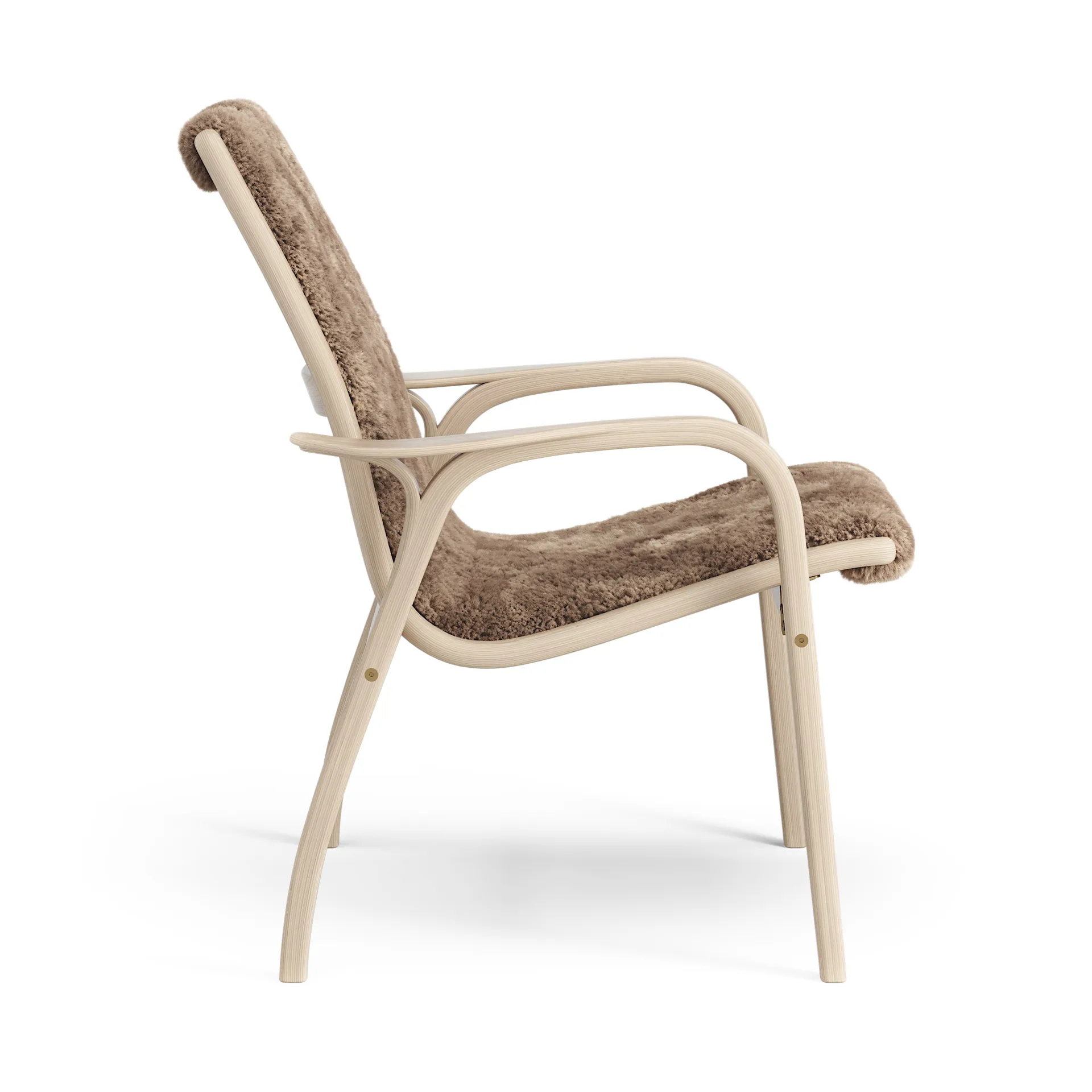 Laminett arm chair white pigmented oak/sheep skin, Sahara (nougat brown) Swedese