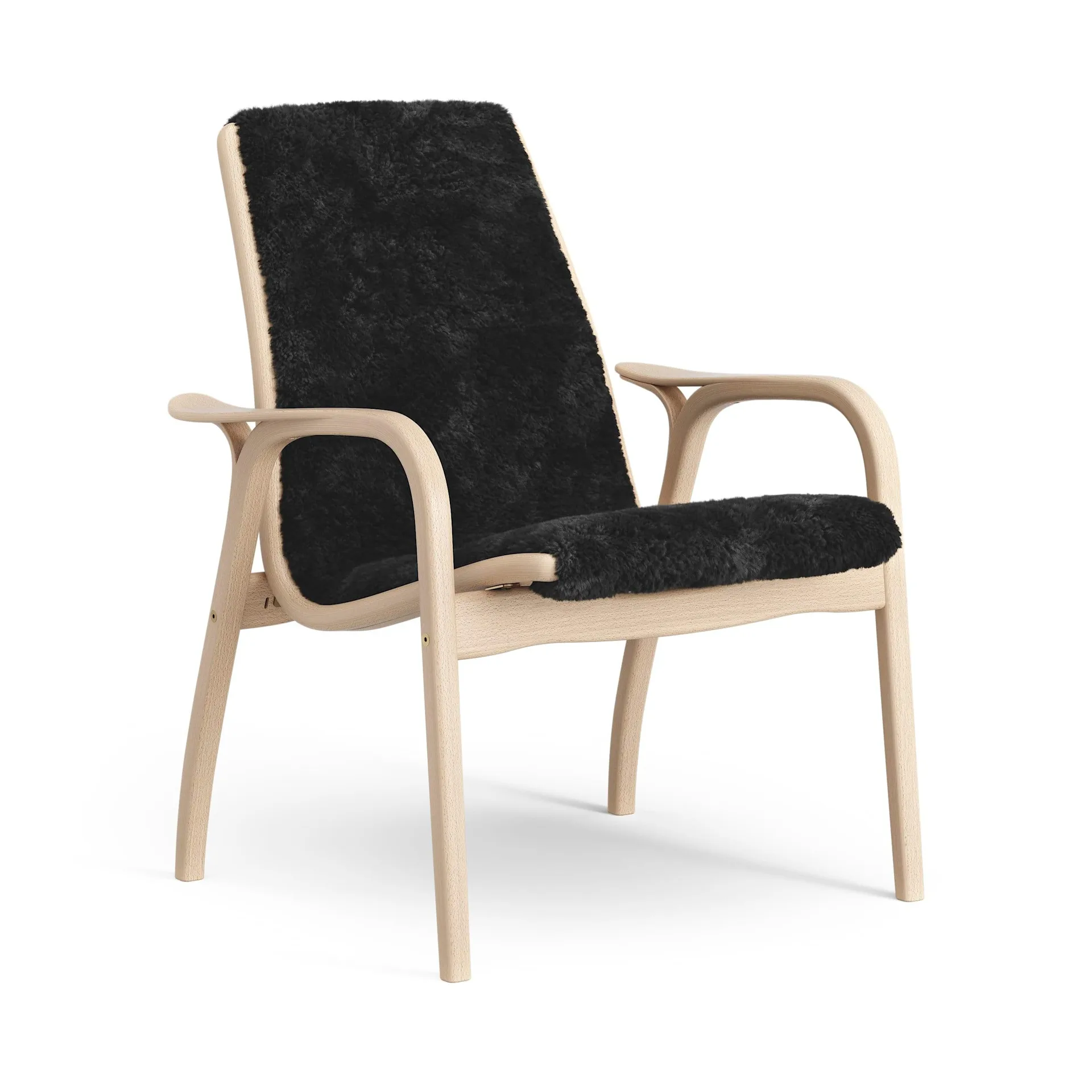 Laminett armchair, Sheepskin black-lacquered beech Swedese