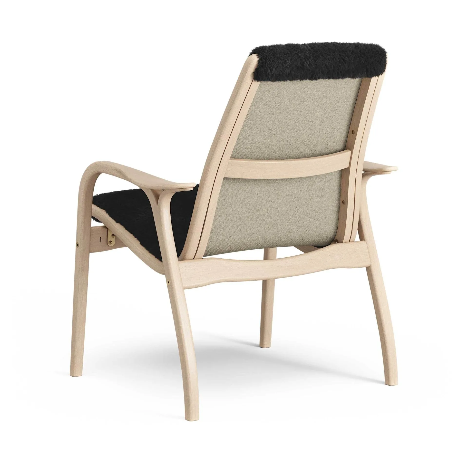 Laminett armchair, Sheepskin black-lacquered beech Swedese