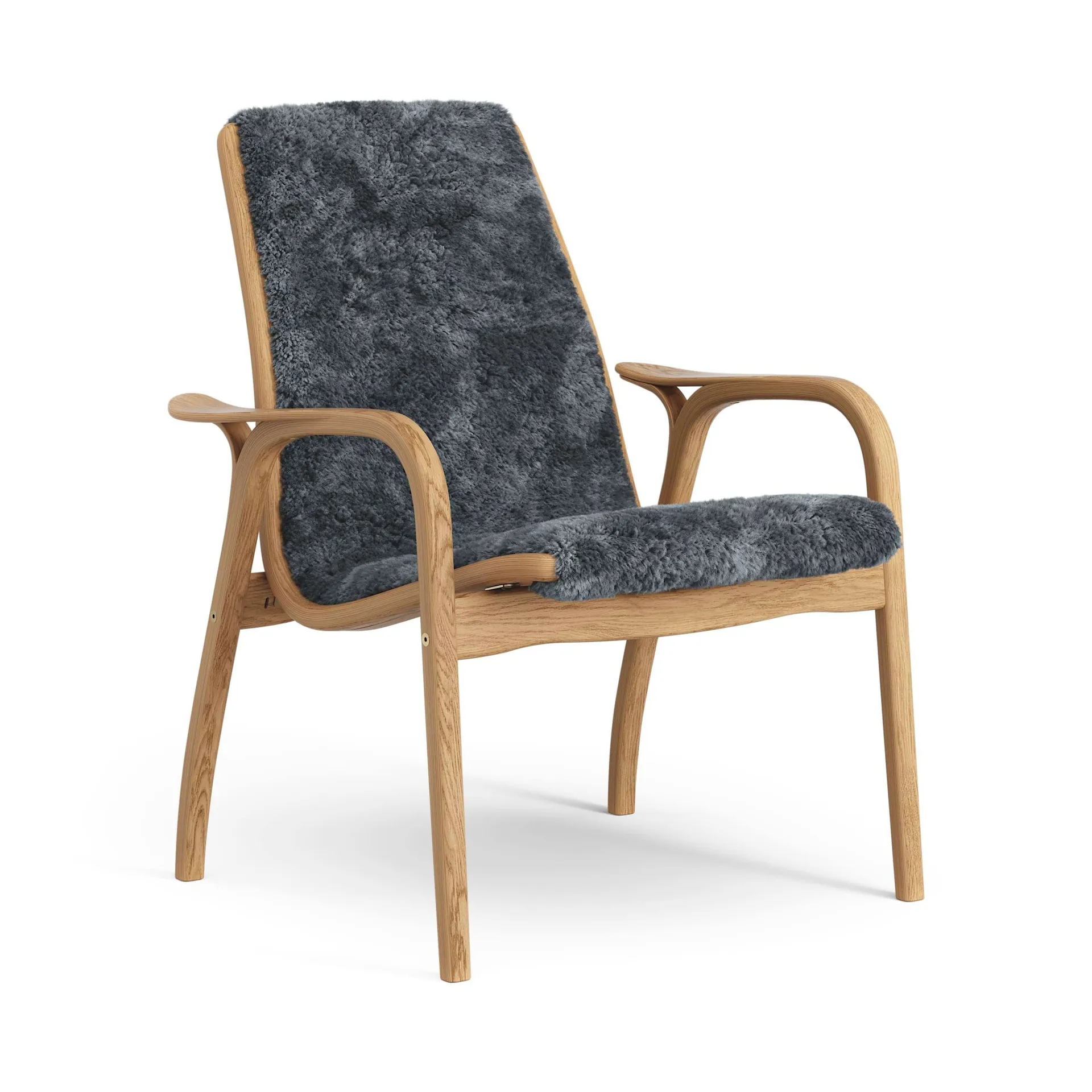 Laminett armchair, Sheepskin Charcoal-oiled oak Swedese