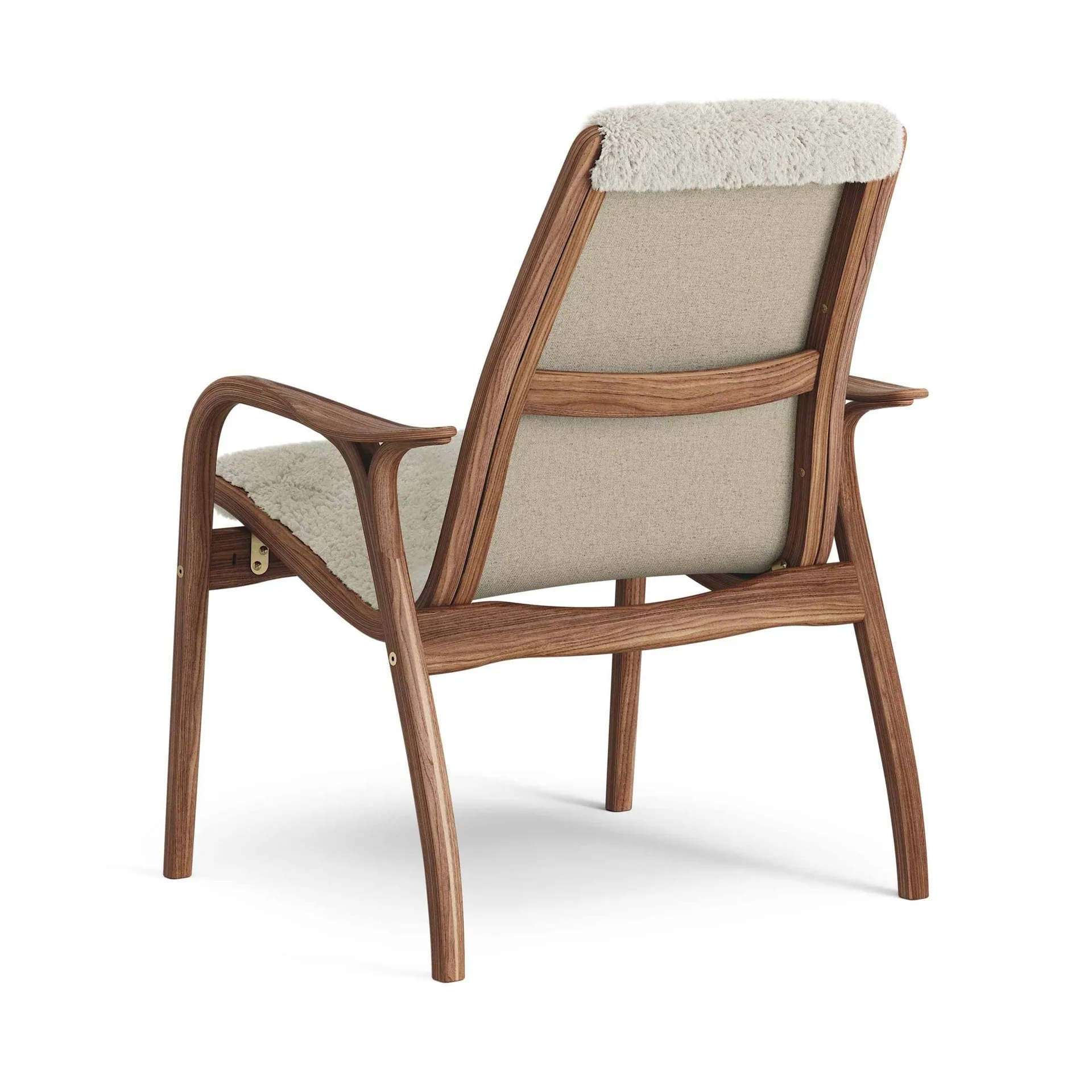 Laminett armchair, Sheepskin Moonlight-lacquered walnut Swedese