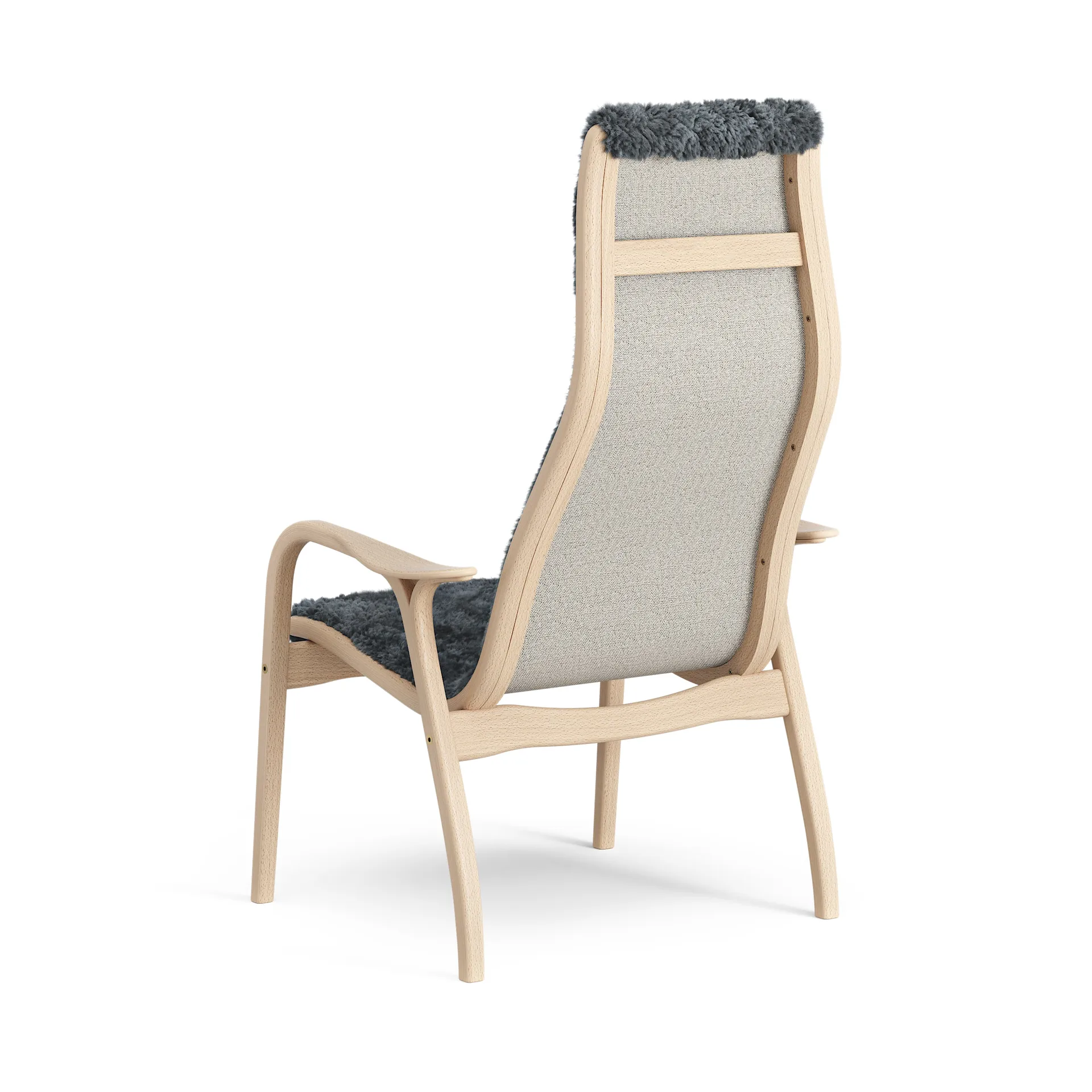 Lamini children's arm chair laquered beech/sheep skin, Charcoal (dark grey) Swedese