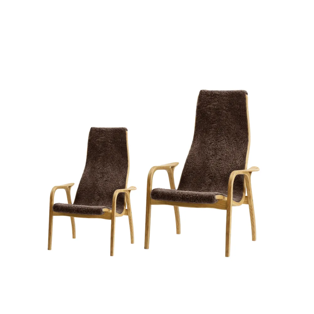 Lamini Children's armchair, Sheepskin charcoal, oiled oak Swedese