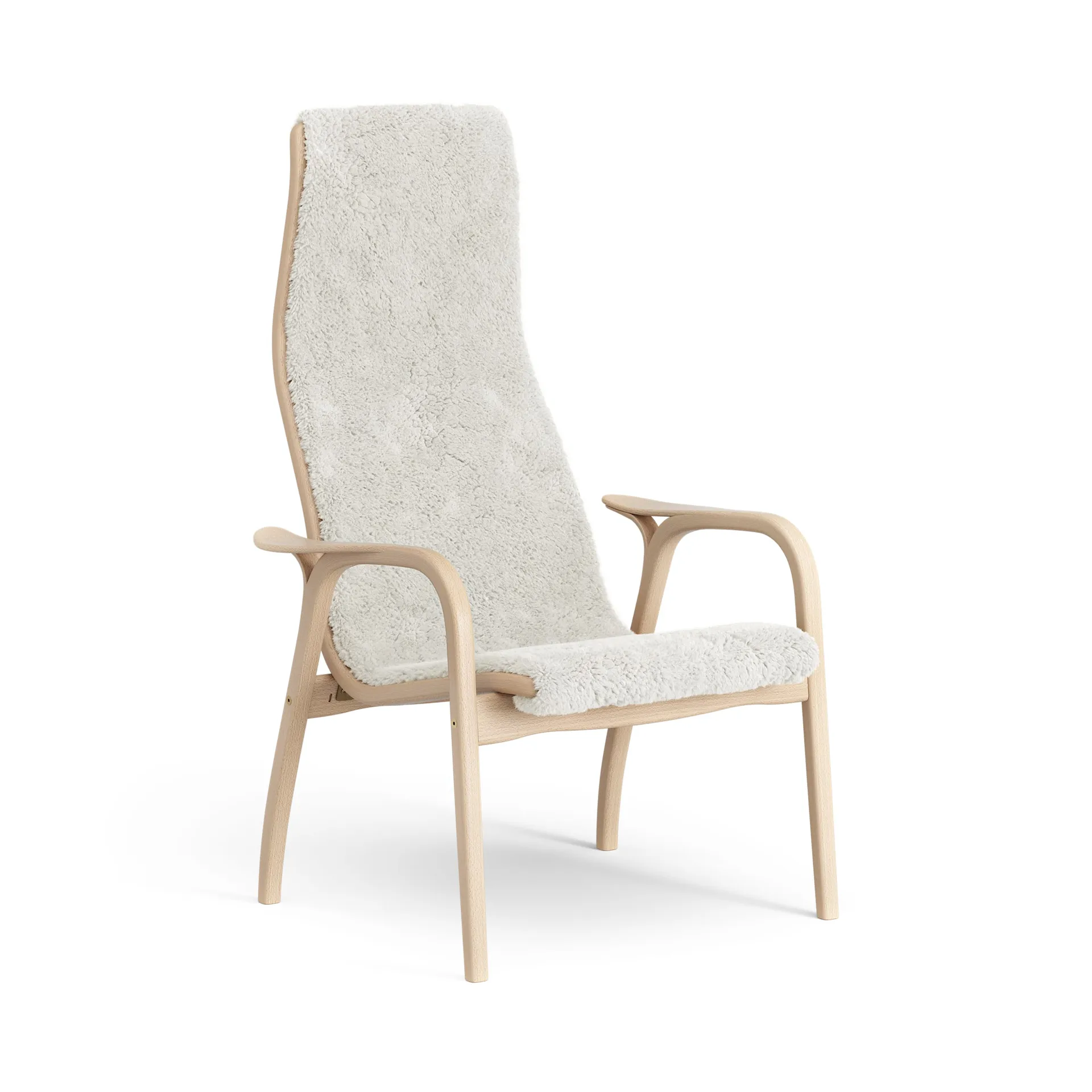 Lamino arm chair laquered beech/sheep skin, Off white (white) Swedese