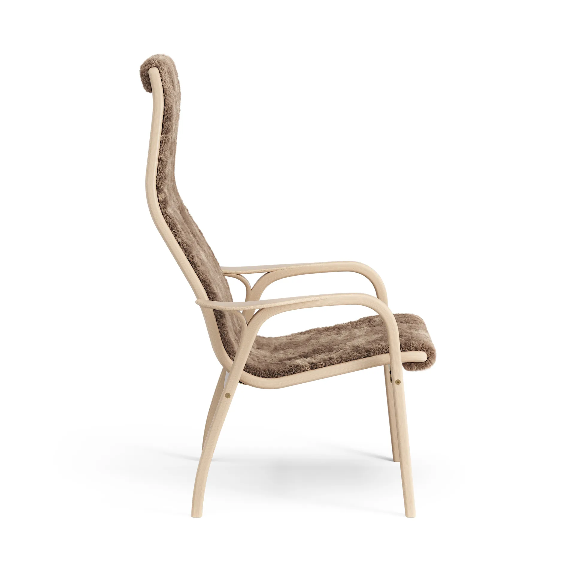 Lamino arm chair laquered beech/sheep skin, Sahara (nougat brown) Swedese