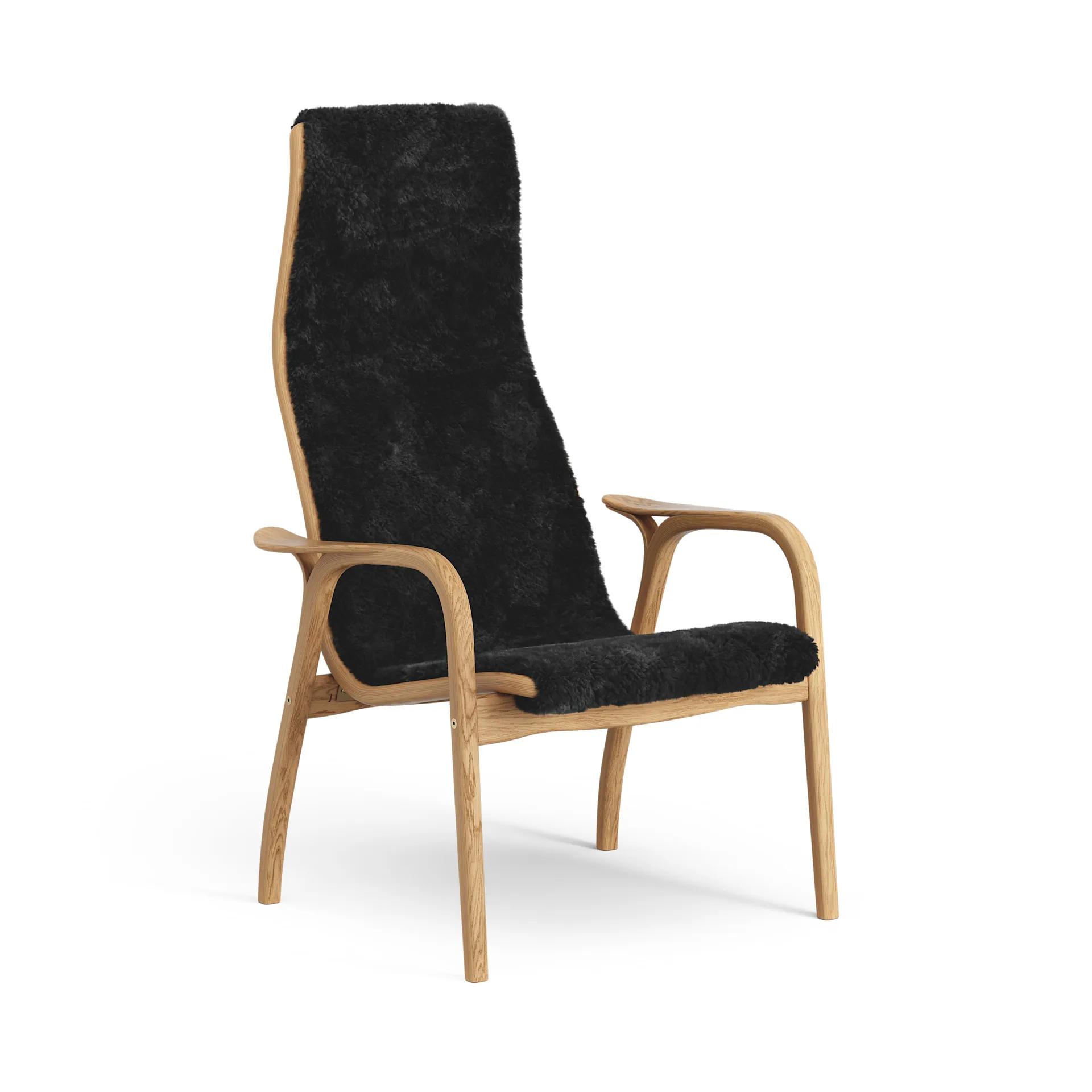 Lamino arm chair oiled oak/sheep skin, Black (black) Swedese
