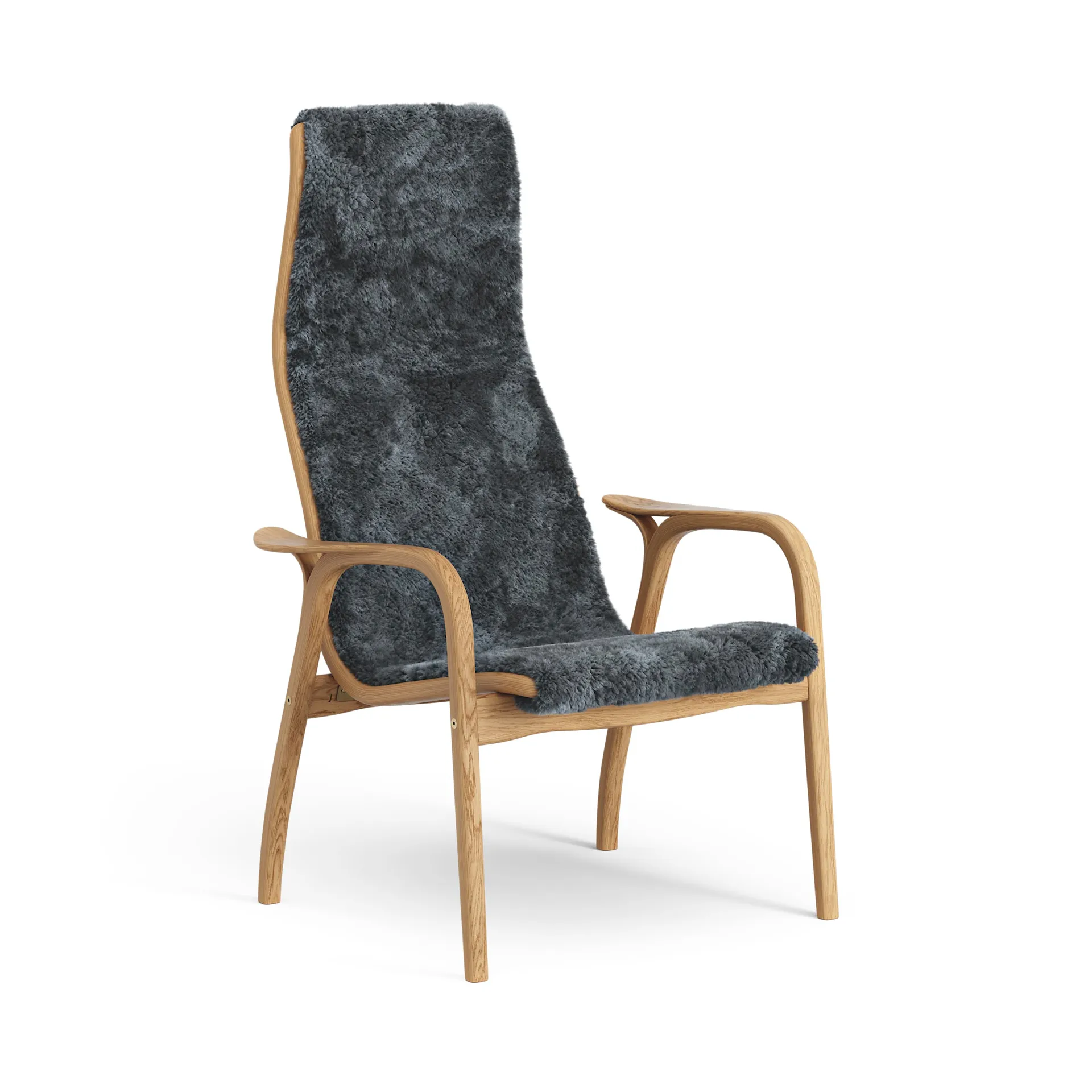 Lamino arm chair oiled oak/sheep skin, Charcoal (dark grey) Swedese