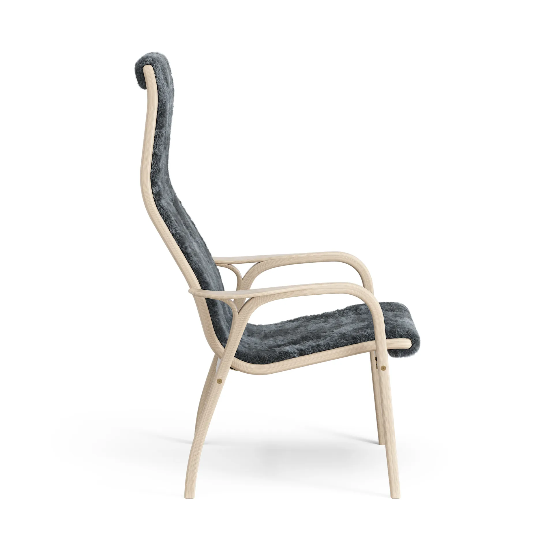 Lamino arm chair white pigmented oak/sheep skin, Charcoal (dark grey) Swedese