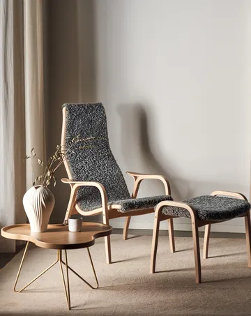 Lamino armchair and footstool varnished beech/sheepskin - Scandinavian Grey - Swedese