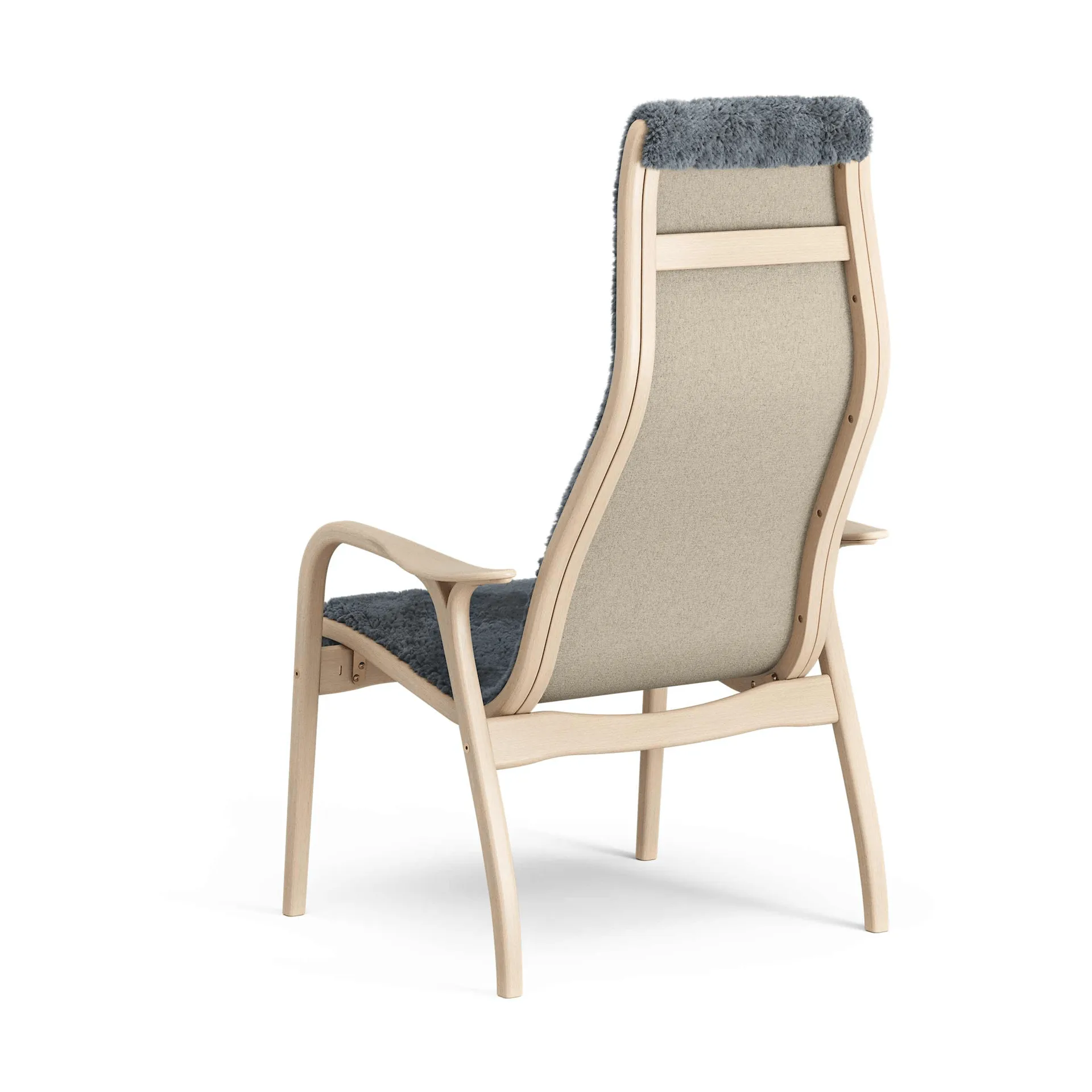 Lamino armchair, Sheepskin Charcoal-lacquered beech Swedese