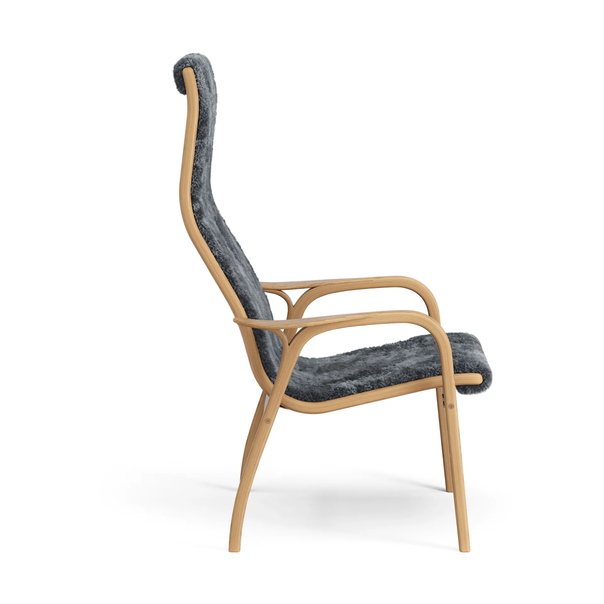 Lamino armchair, Sheepskin Charcoal-oiled oak Swedese