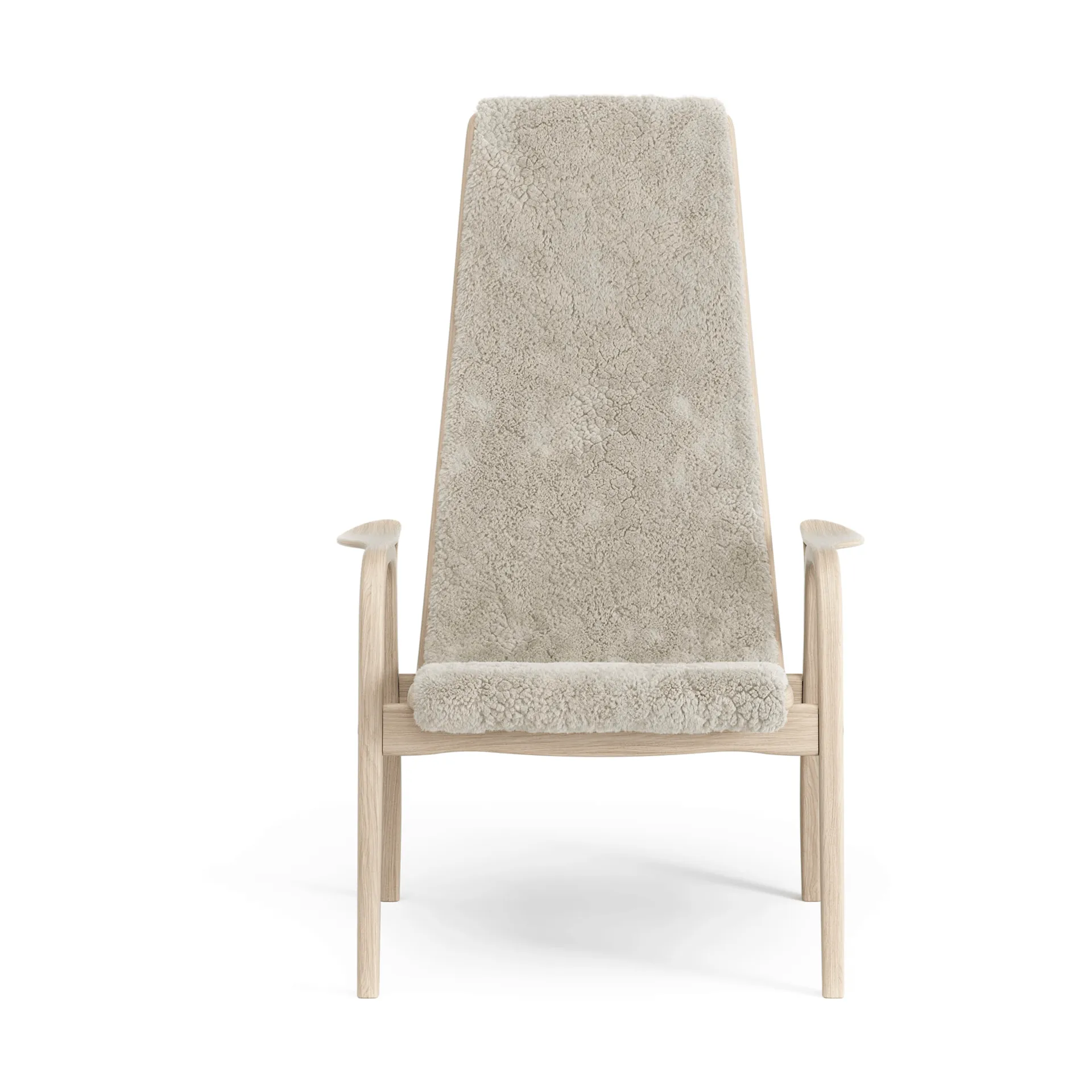 Lamino armchair, Sheepskin Moonlight-white-pigmented oak Swedese