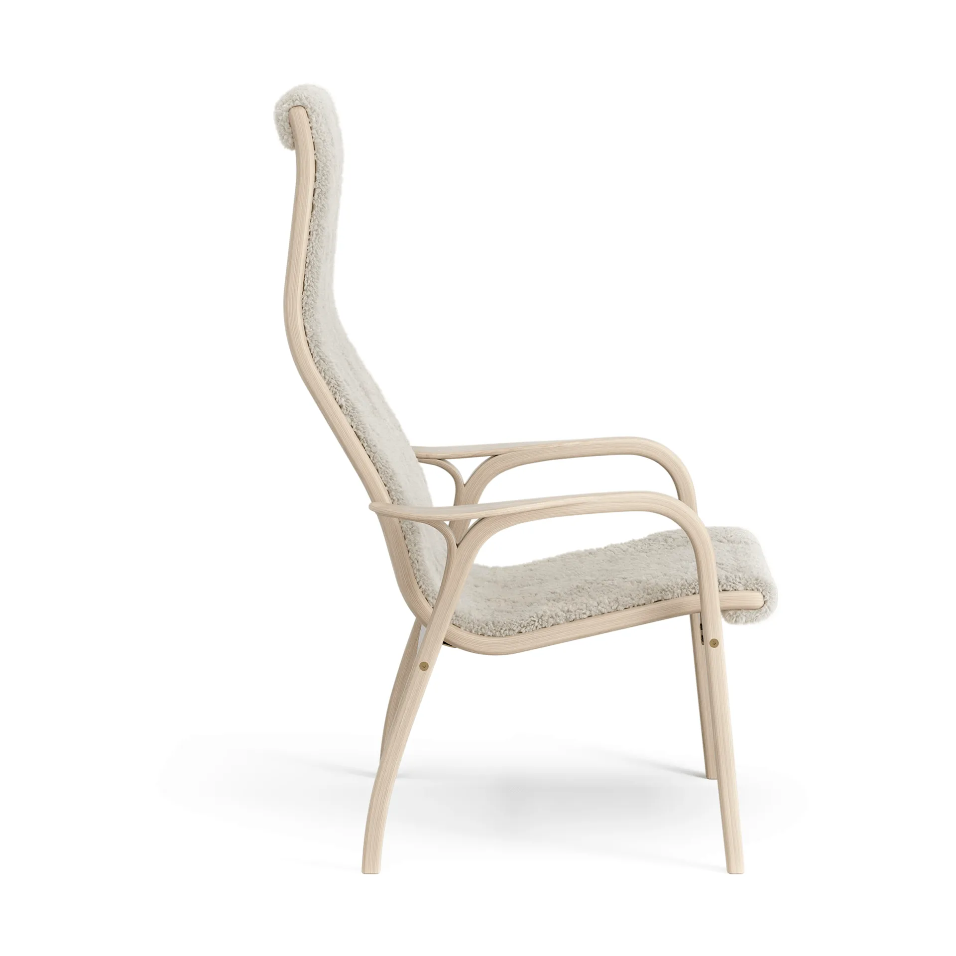 Lamino armchair, Sheepskin Moonlight-white-pigmented oak Swedese
