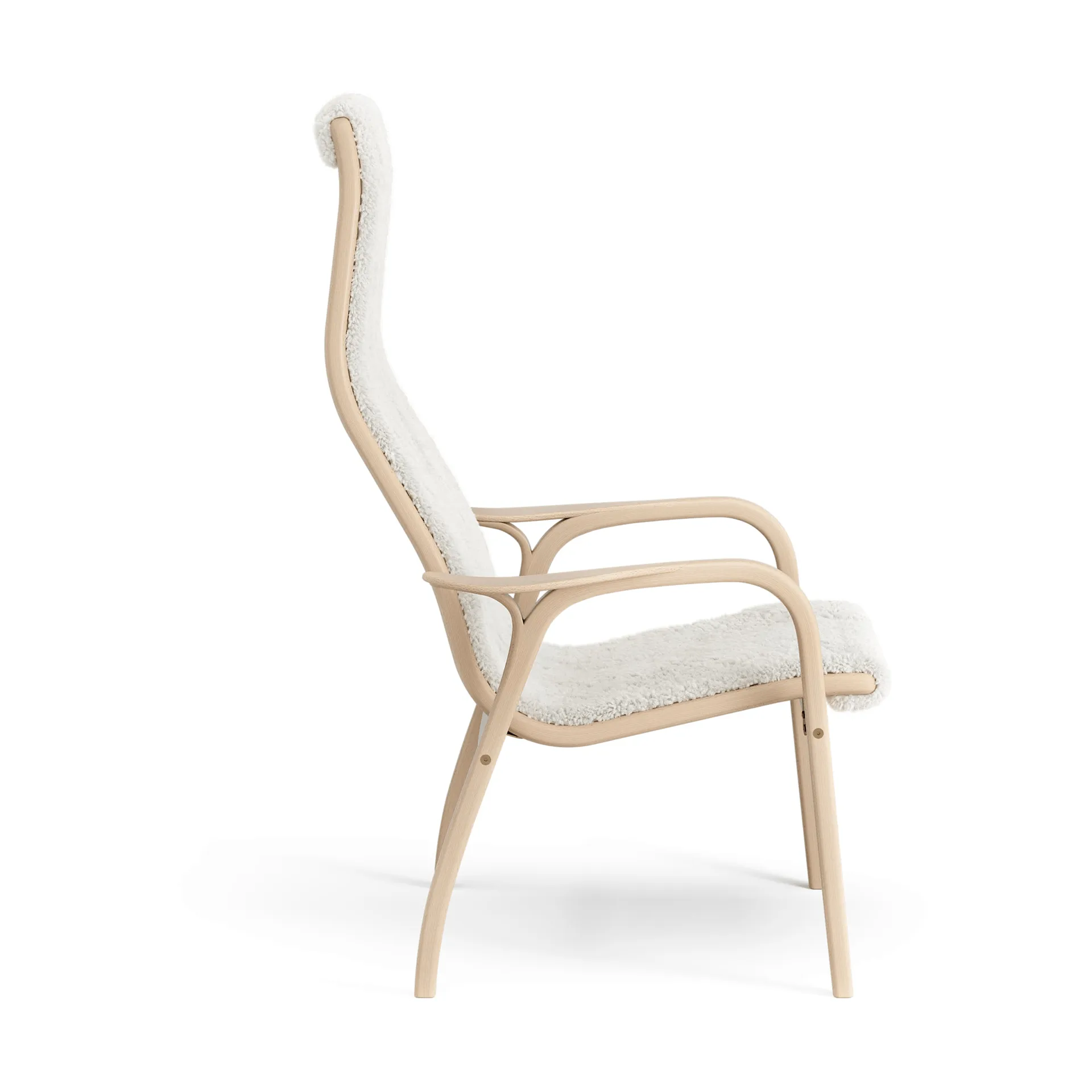 Lamino armchair, Sheepskin Off white-lacquered beech Swedese