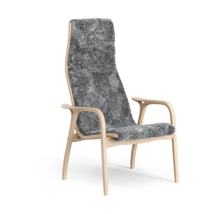 Lamino armchair - Sheepskin Scandinavian grey-lacquered beech - Swedese