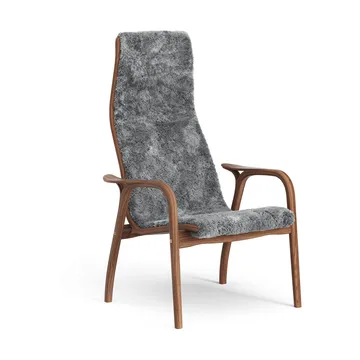 Lamino armchair - Sheepskin Scandinavian grey-lacquered walnut - Swedese