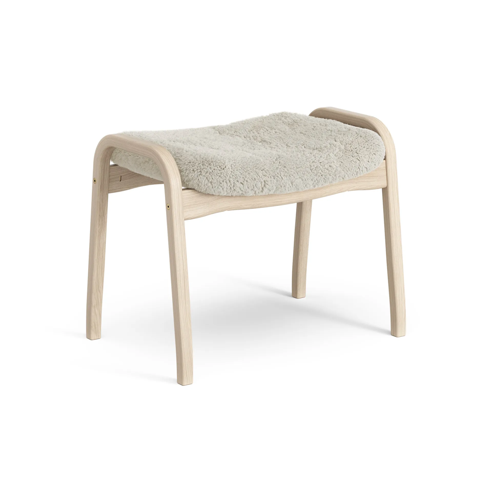 Lamino foot stool white pigmented oak/sheep skin, Moonlight (beige) Swedese
