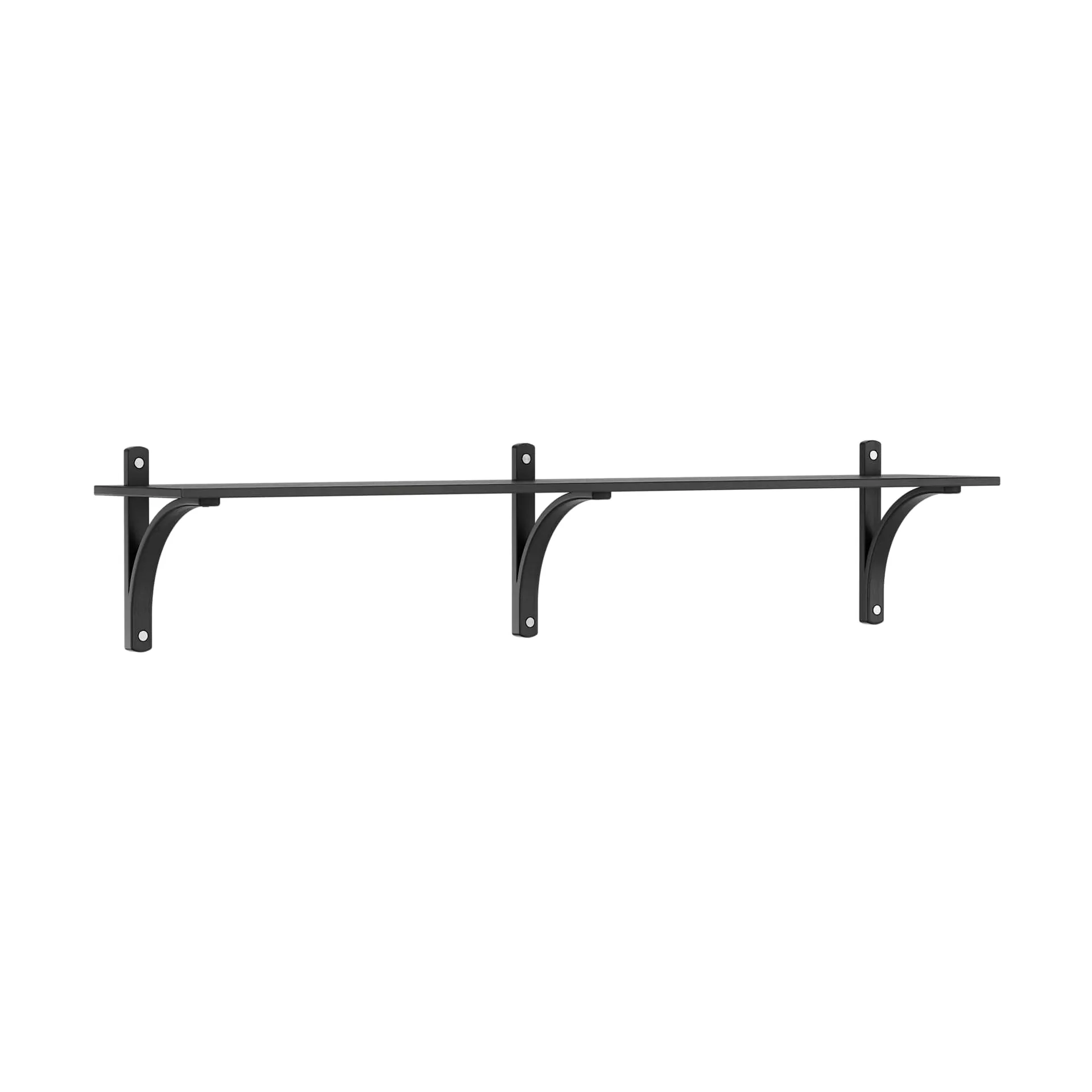 Levi shelf 1 shelf level, Black-stained ash-aluminum, 180 cm Swedese