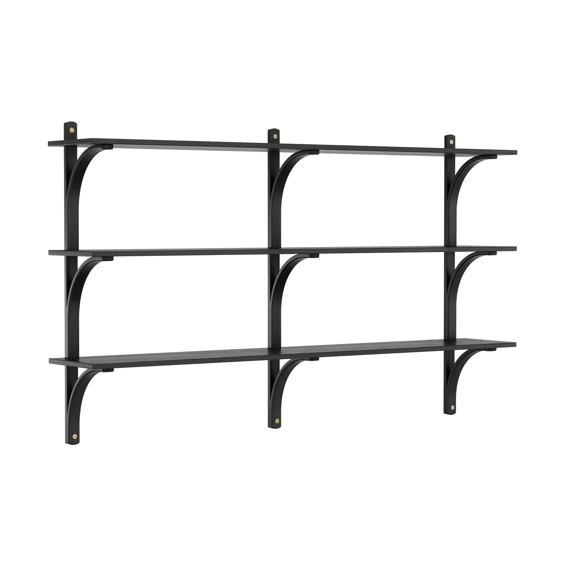 Levi shelf 3 shelves, Black-stained ash-brass, 180 cm Swedese