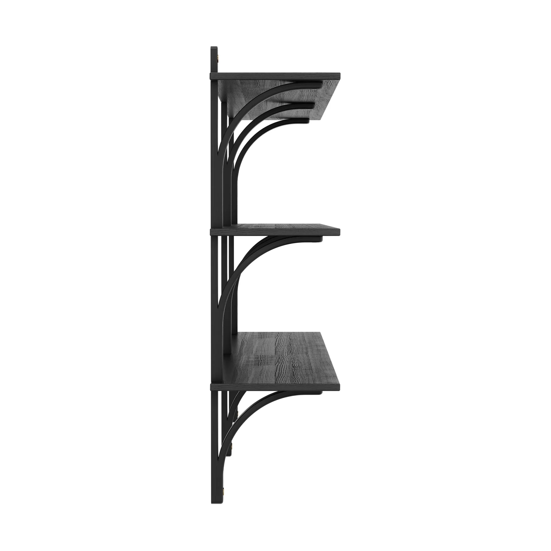 Levi shelf 3 shelves, Black-stained ash-brass, 180 cm Swedese